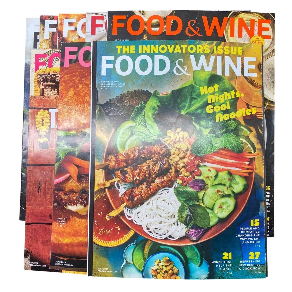 Lot of 8 Food & Wine Magazine Spring Summer 2025 Gourmet Cooking Recipe